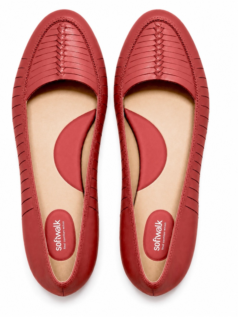 SoftWalk Dark Red Leather Woven Flats – Women’s Size 12M – New